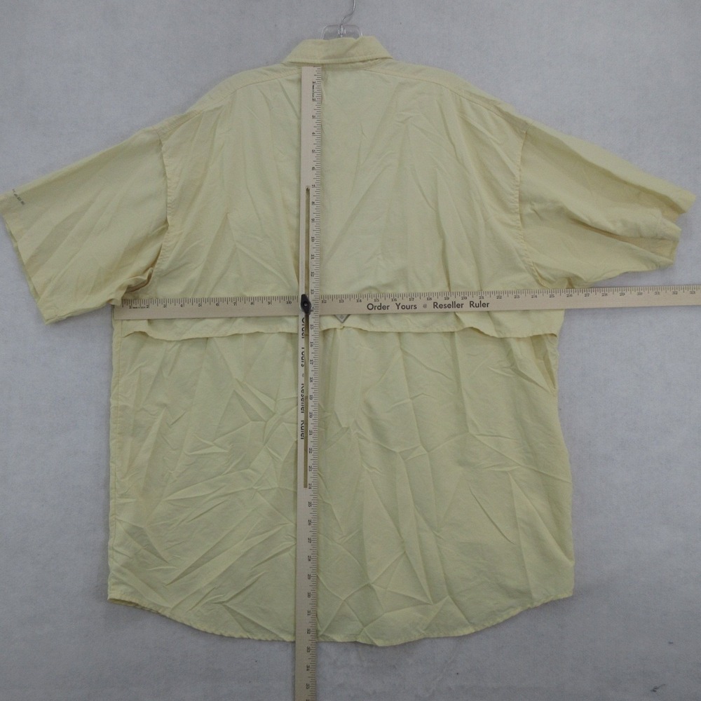 Columbia Men's Shirt XL PFG Fishing Short Sleeve Chest Pocket Yellow Omni-Shade - Picture 10 of 13